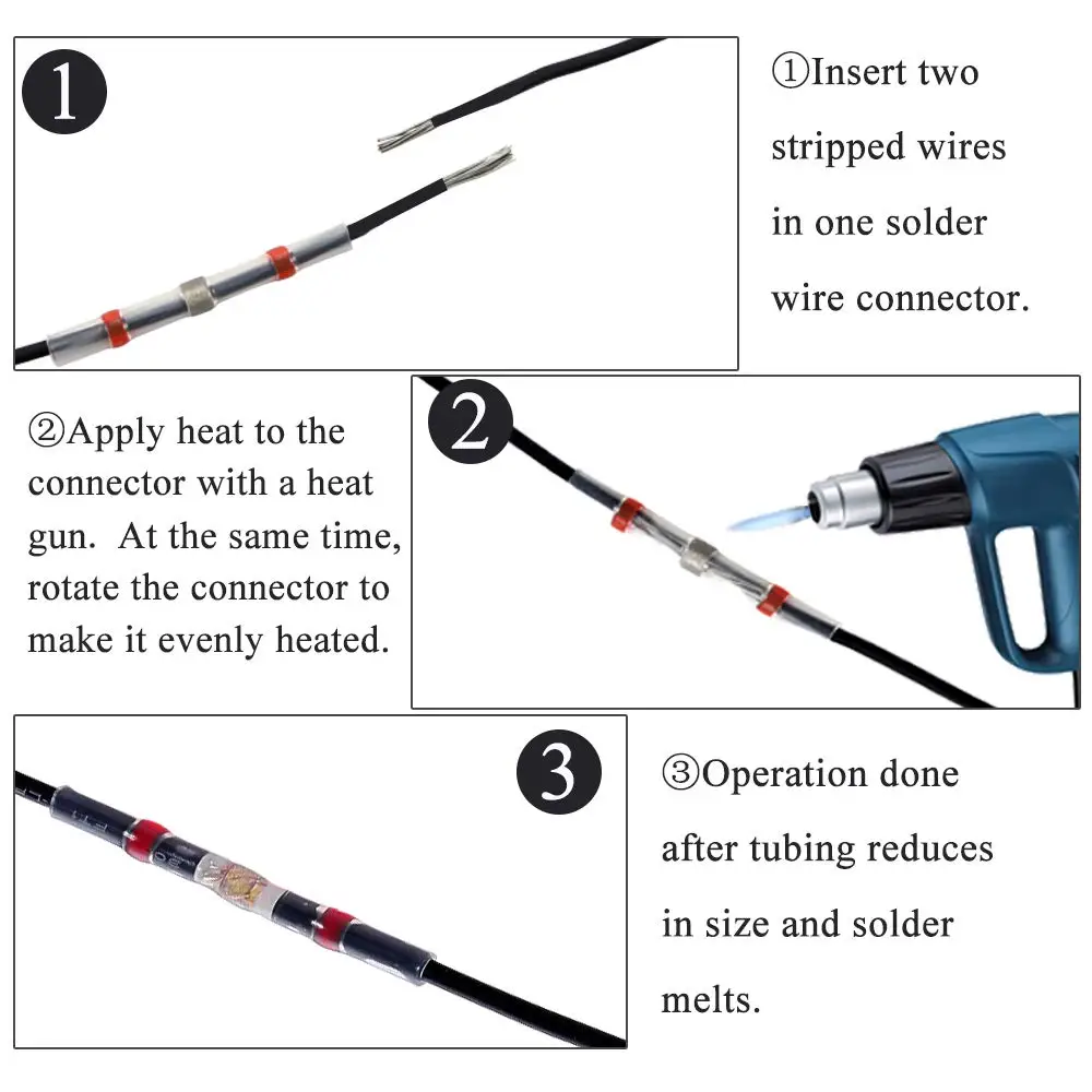 100 шт. термоусадочные клеммы для сорбирования водонепроницаемая трубка припоя