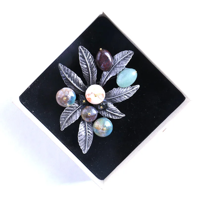 Женская винтажная Цветочная брошка в виде листьев брошь цветка из серебристого