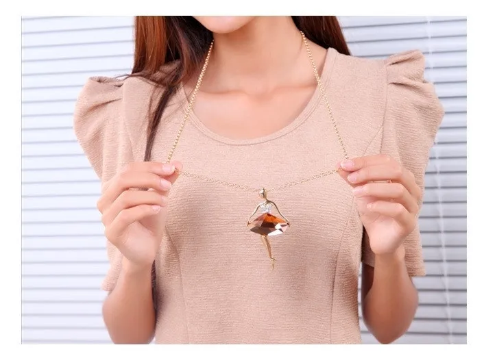 1 шт. Женская цепочка с подвеской кристаллом|girl gift|sweater chaincrystal necklace |