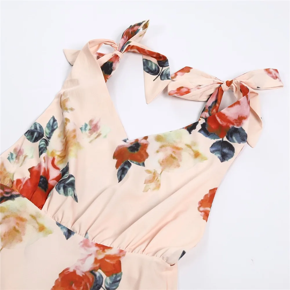 2019 модное женское летнее длинное платье макси в стиле бохо с открытой спиной и