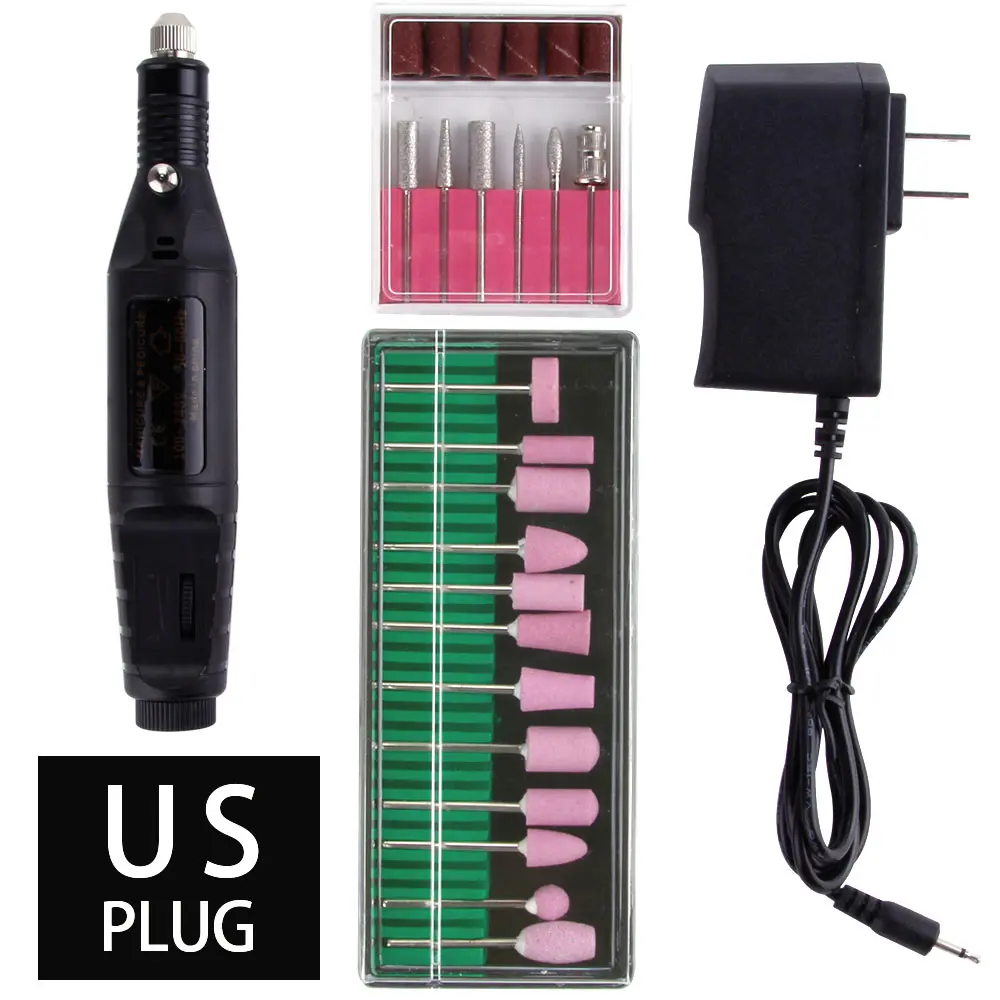 Black US Plug Электрический профессиональный маникюрный аппарат пилка для ногтей керамический сверло для ногтей вращающийся заусенец для кутикулы чистый фрезерный карандаш полировочное оборудование - Цвет: Black US Plug