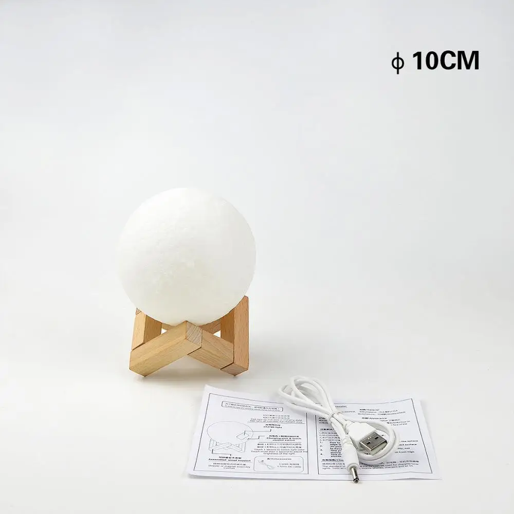 Diameter 10cm Новинка 3D лунный свет Ночной светильник сенсорный переключатель Новинка 3D печати лампы Moon прикроватные настольные Украшение стола лампа творческие подарки - Цвет: Diameter 10cm