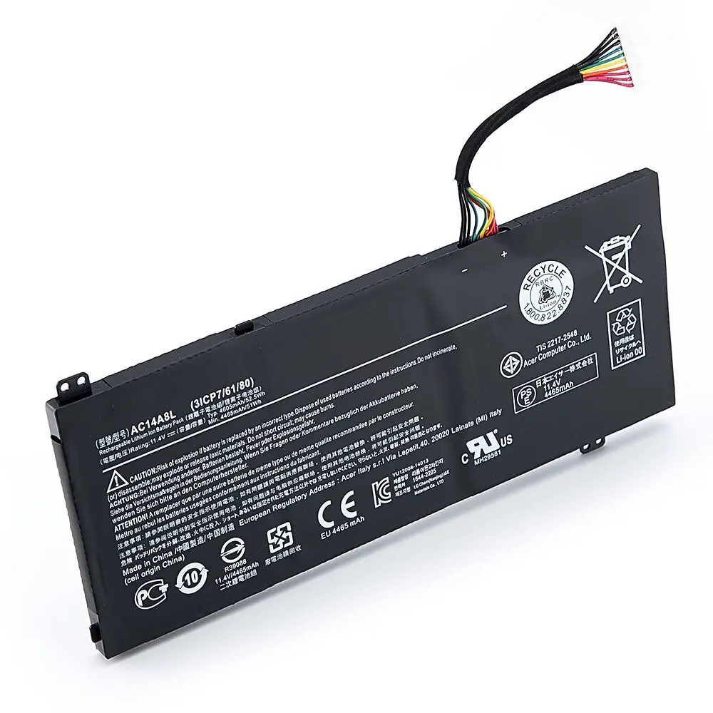 11 4 V 4605 мА/ч подлинный новый AC14A8L Батарея для Acer Aspire VN7 571 571G 591 591G 791G KT.0030G.001
