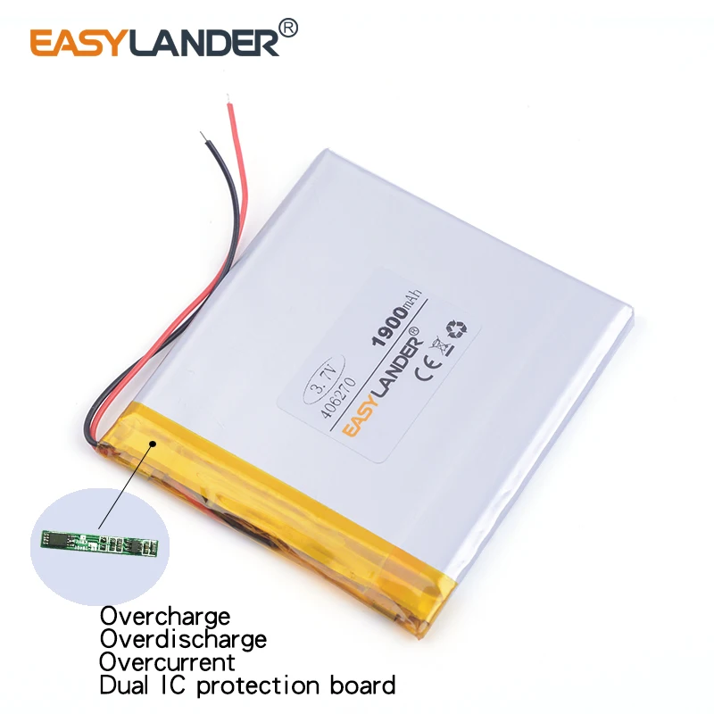 3 7 v литий-ионный аккумулятор 406270 1900MAH для Mp3 MP4 MP5 GPS PSP Мобильный bluetooth 046270 |