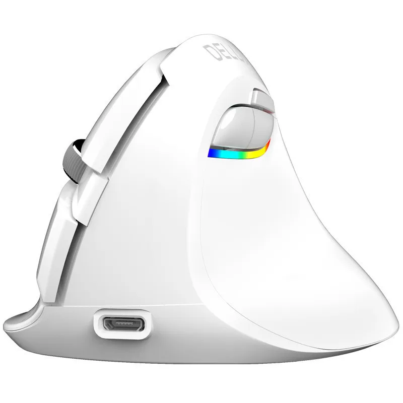 Белый Delux M618 Мини Bluetooth 4,0+ 2,4G беспроводная мышь перезаряжаемая белая эргономичная Вертикальная Mause USB оптическая компьютерная Бесшумная мышь - Цвет: Белый