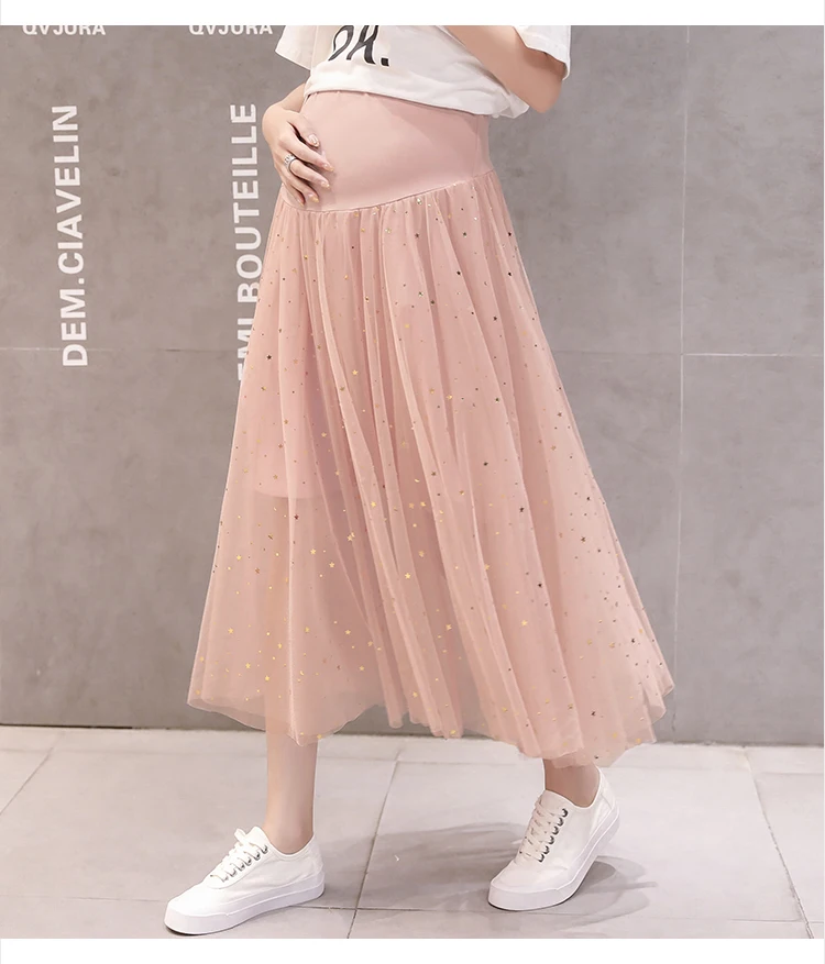 Милая длинная юбка из газового шифона для беременных летняя модная одежда с