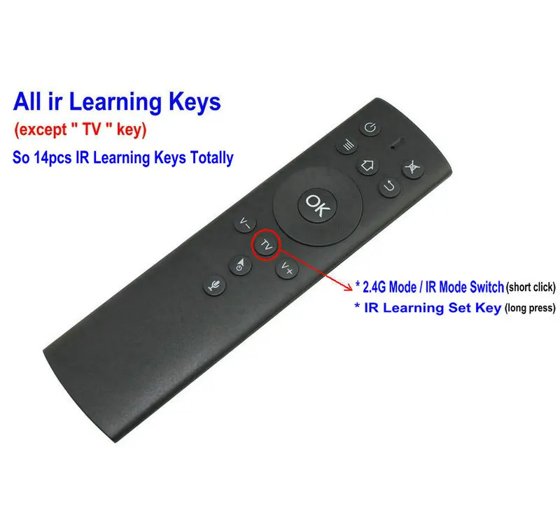 Tikigogo T1M 2,4G гироскоп воздушная мышь 14 ИК обучение google голосовой поиск для android smart tv box PK G10s G20s пульт дистанционного управления