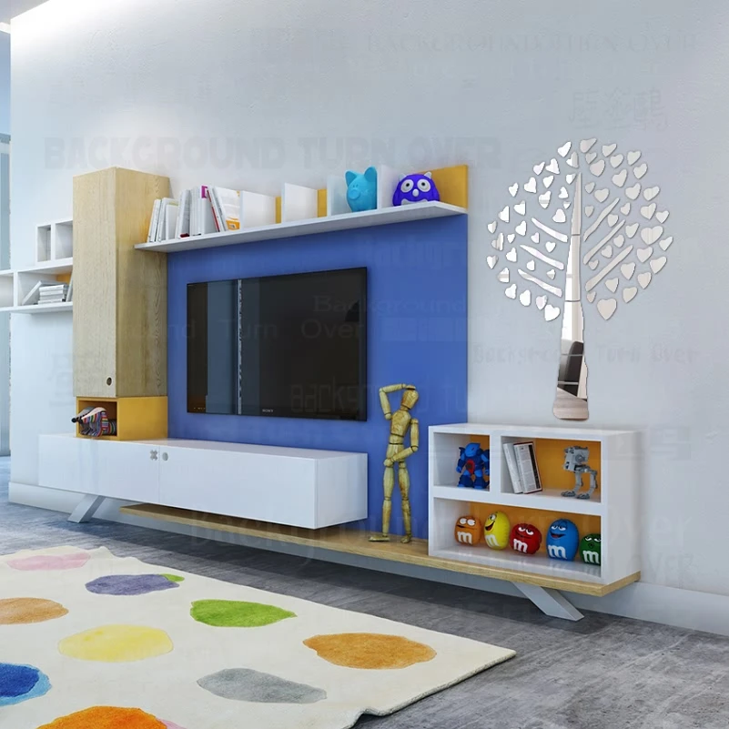 Зеркальная настенная наклейка наклейки для украшения комнаты с сердцем любовью