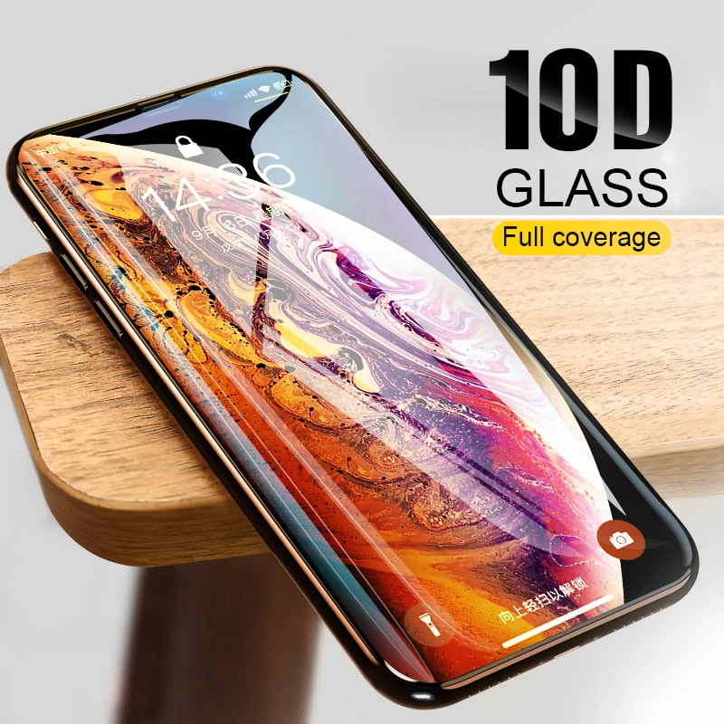 10D изогнутое полное Защитное стекло для iphone X XR XS Max Защитная пленка экрана из