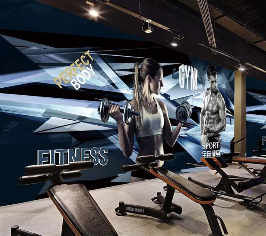 wellyu Custom wallpaper 3d stereo photo murals sports fitness decorative painting TV background wall living room mural | Обустройство