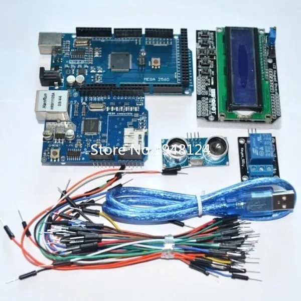 Бесплатная доставка МЕГА 2560 r3 для arduino UNO комплект + HC SR04 Макет кабель триггерный