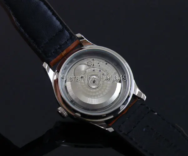 Механические Мужские часы Parnis с белым циферблатом Азиатский диапазон мощности 43