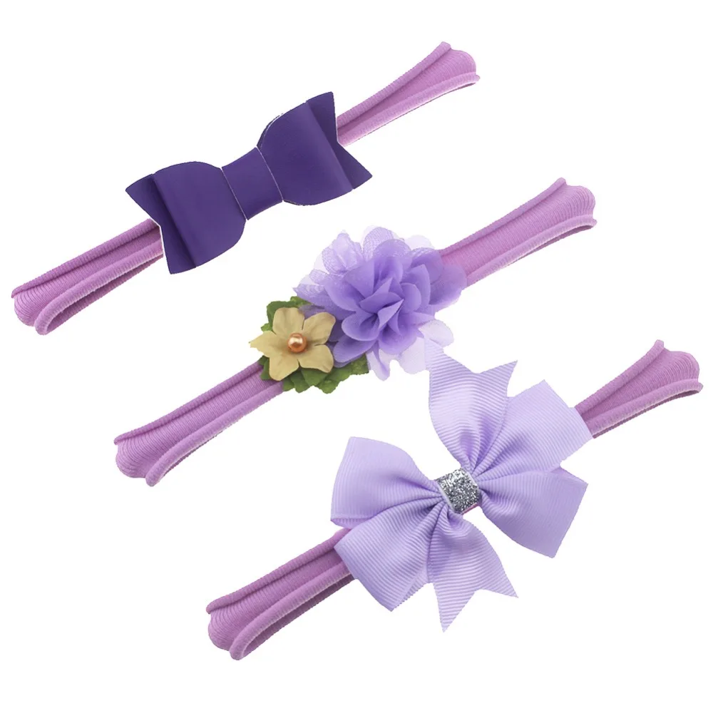 3 шт./компл. шифоновые банты с цветами из тюля для девочек эластичная нейлоновая