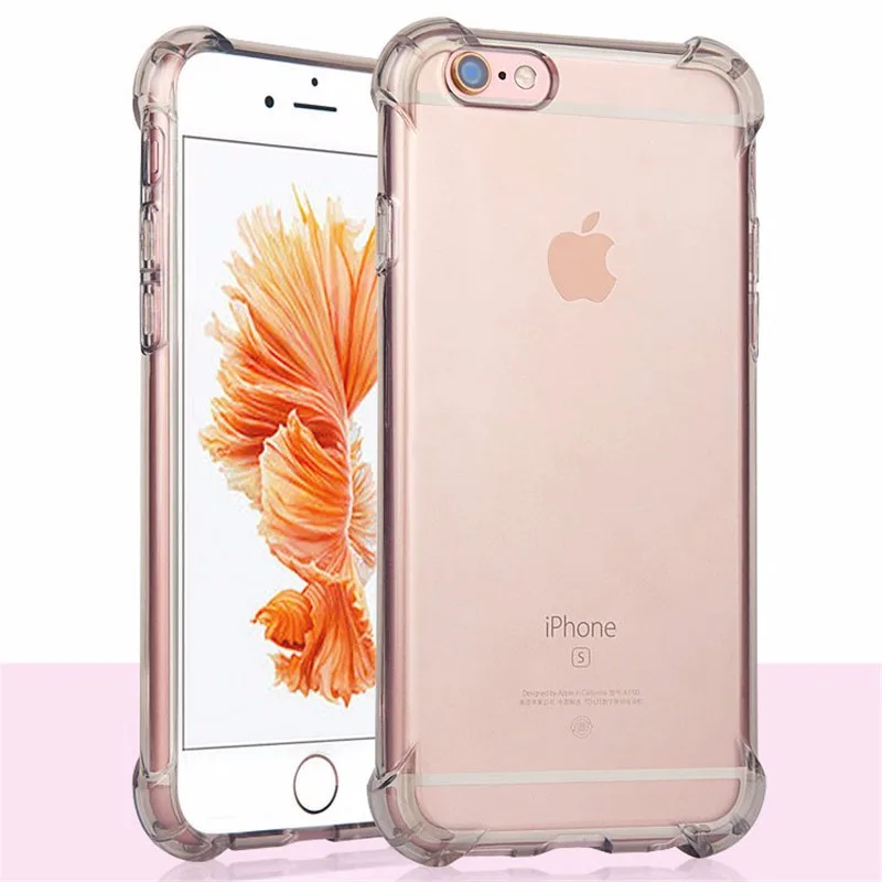 Ударопрочный чехол для iPhone 8 7 6 6s Plus X прозрачный мягкий силиконовый угловой ТПУ Etui