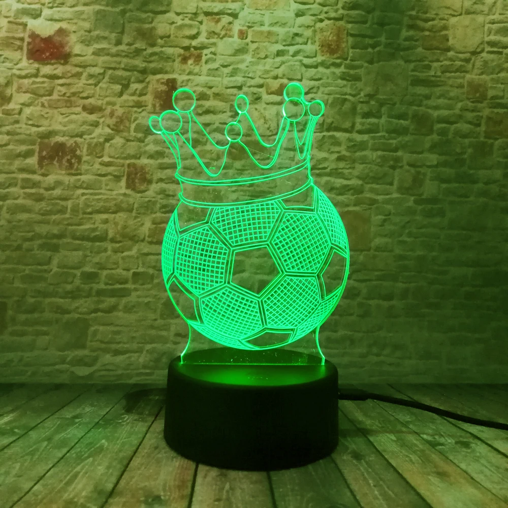 Креативная 3D Императорская корона лампа в виде футбольной иллюзии светодиодные