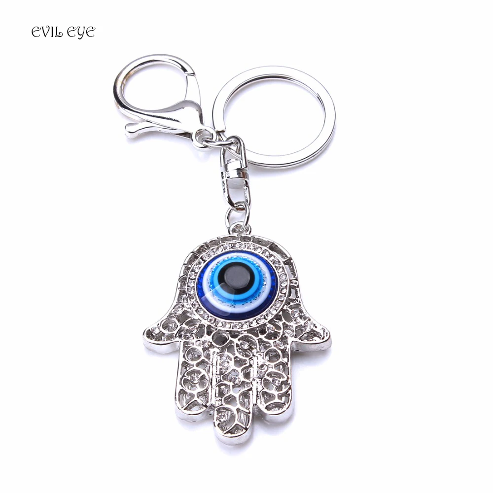 Посеребренная Синий evil eye Хамса независимых брелок металлический Медь Омаров для