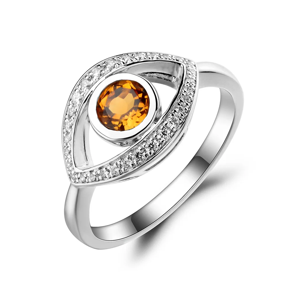 Украшения leige кольцо из натурального цитрина Помолвочное с круглой огранкой
