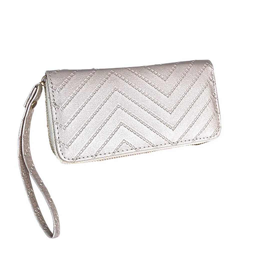 2019 женские кошельки модные ретро одноцветная полоска длинная Монета