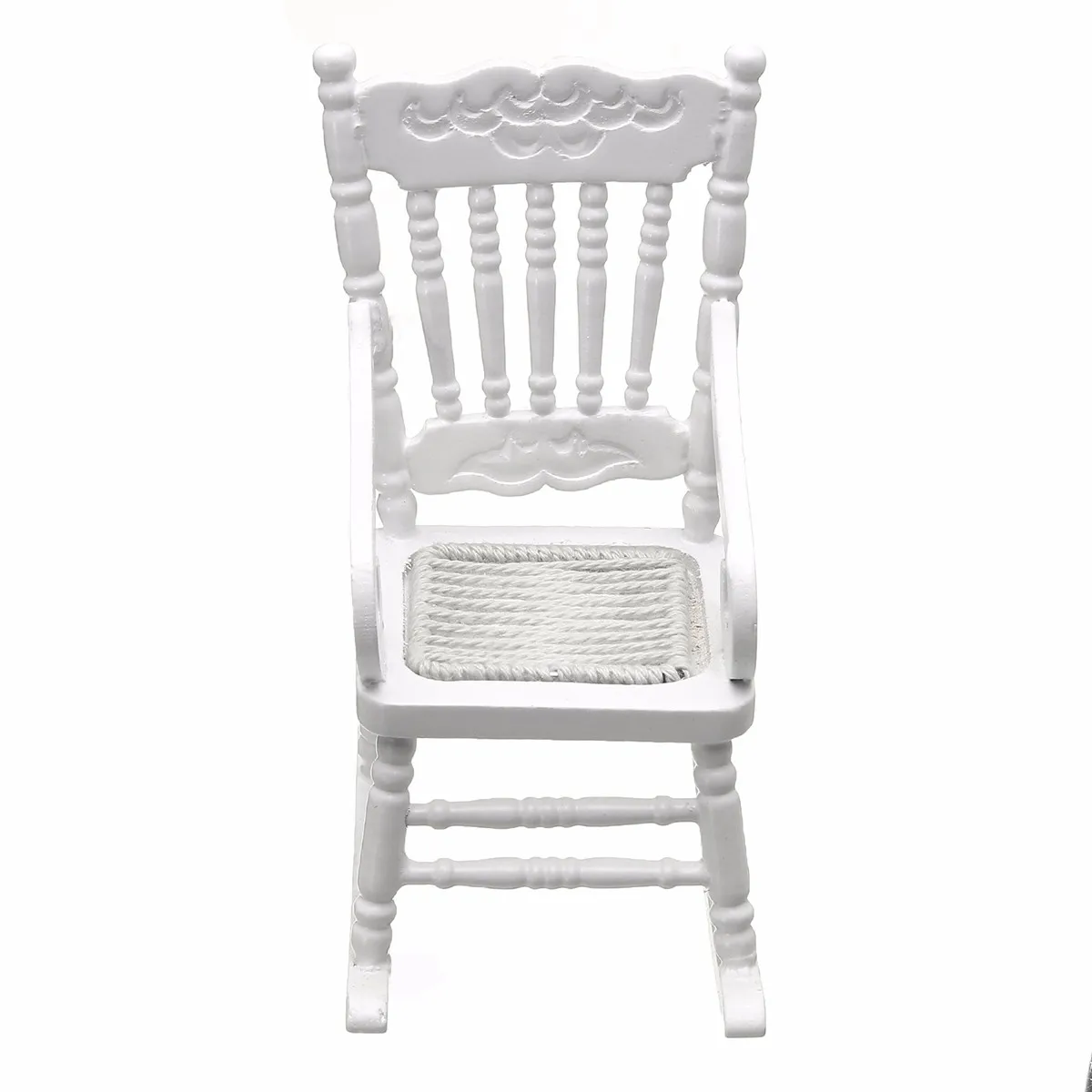 Новый 1:12 кукольный домик миниатюрная мебель белый деревянный кресло качалка