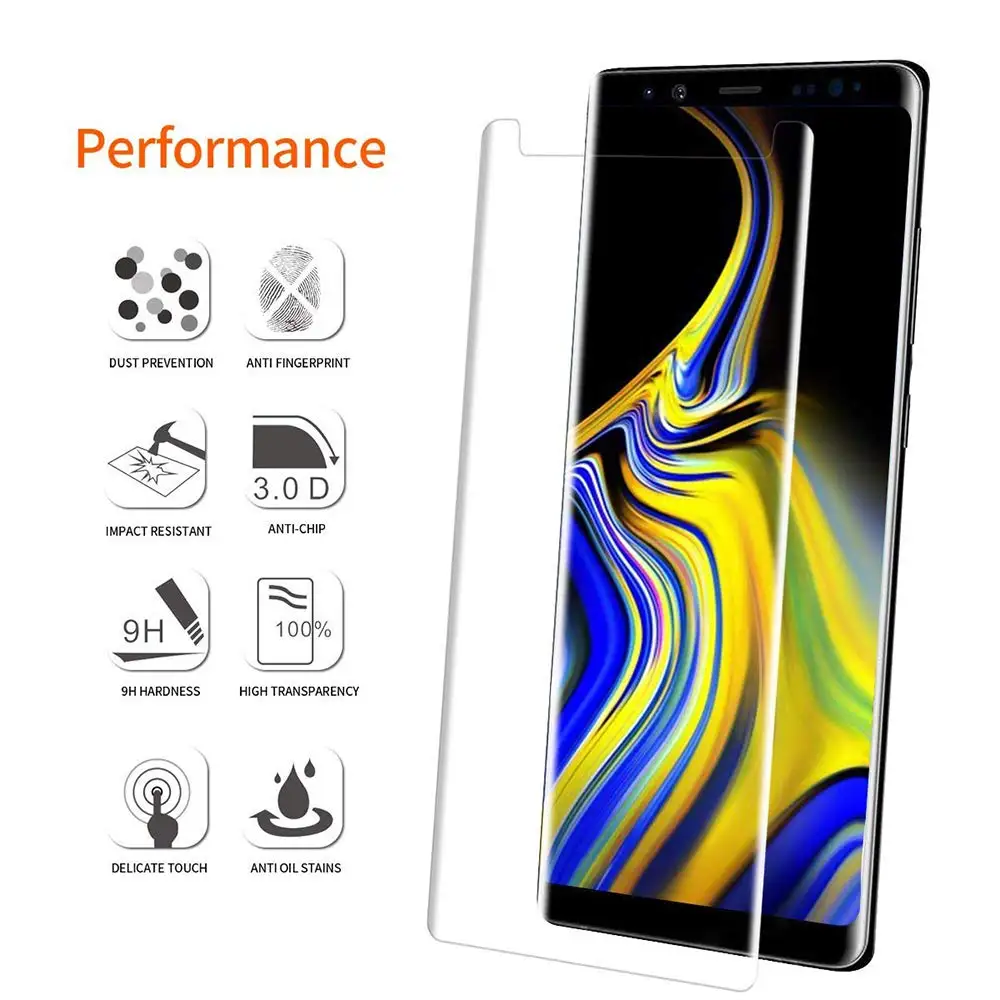 Для samsung Galaxy Note 8 S8 S9 Plus Защитная пленка для экрана полностью изогнутая жидкая УФ прозрачная накладка из закаленного стекла отпечатков пальцев