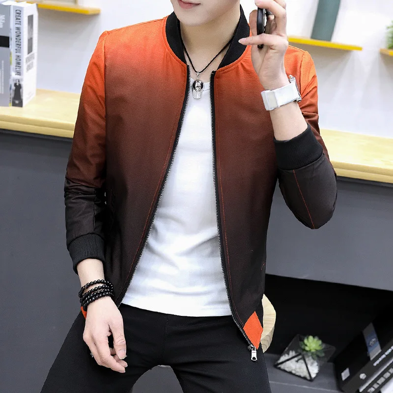 

New Fashion Men Gradient Jacket Man Men Youth Slim Thin Jacket Coat Casual Jacket