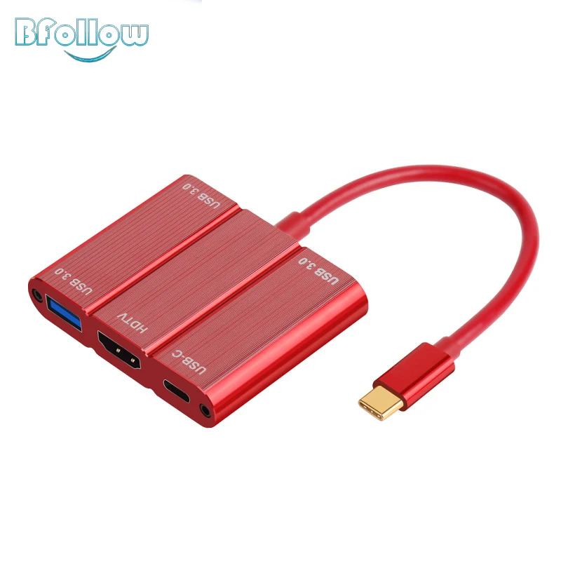 BFOLLOW 5 в 1 Type C к HDMI USB 3 0 PD зарядный адаптер 4K 60Hz кабель для Huawei Mate 20 20X P20 Pro Xiaomi 9 iPad 2018 |