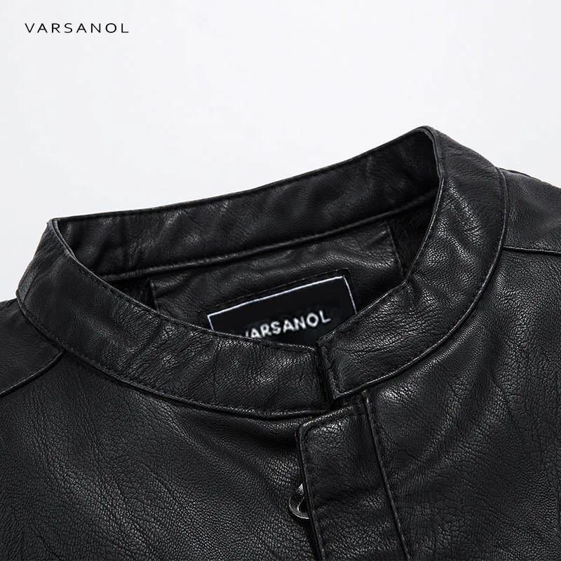 Varsanol мужская куртка-бомбер из искусственной кожи однотонная ветровка с