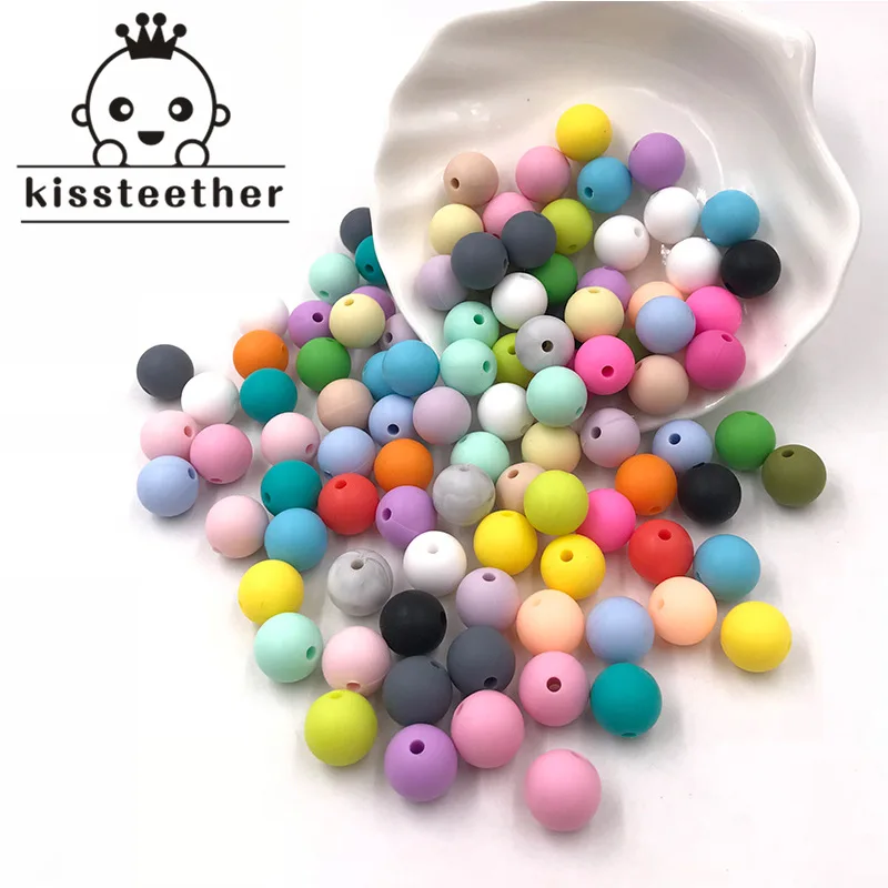 0.59&quot(15mm)Mixed Color Natural Round Silicone Beads Food Grade Baby Teether Toys DIY Necklace/ Bracelet | Мать и ребенок