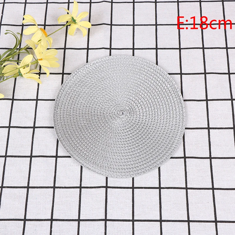 silver gray 18cm Нескользящие Жаростойкие подстилки для кухни, вечерние подстилки с круглым переплетением, коврики для стола в простом стиле, столовая салфетка, подушечки - Цвет: silver gray 18cm