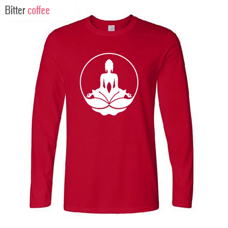 hot sale mens clothing tops tees free shipping buddha printed fashion brand men solid color long sleeve sweatshirts t shirt free global shipping