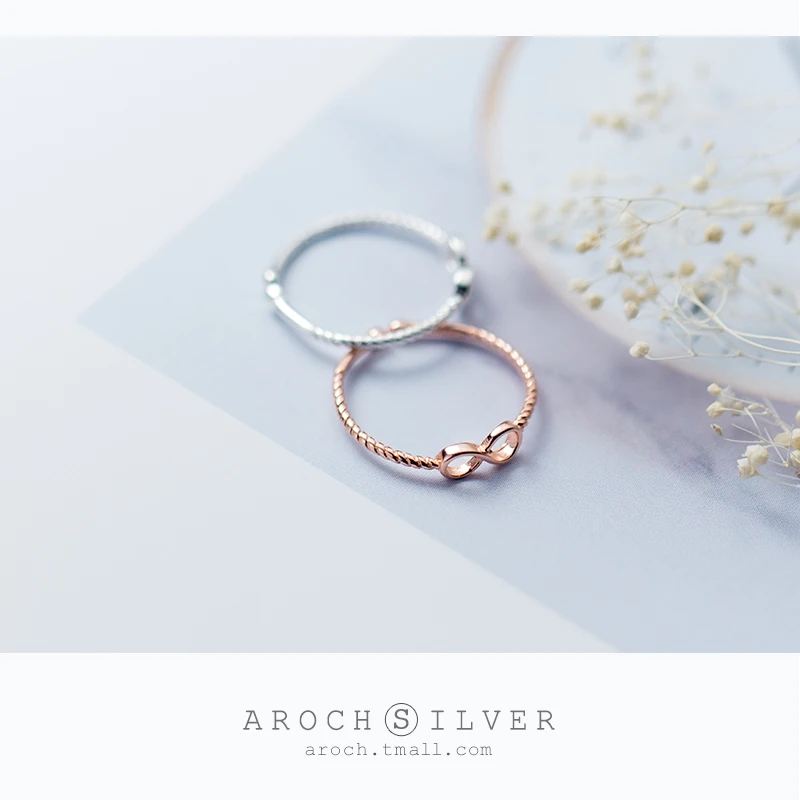 AROCH S925 Серебряное Кольцо женское Hanfeng сладкое бесконечное 8 слов кольцо