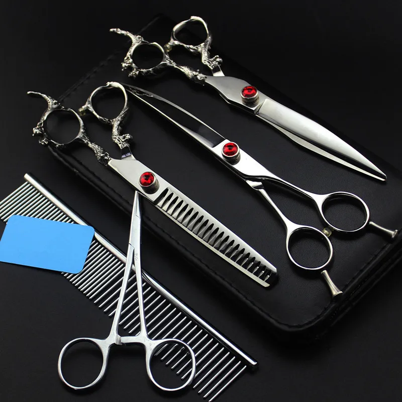 5 kit professional Japan 7 inch Dragon pet dog grooming hair scissors cutting shears thinning barber hairdressing scissors set