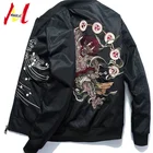 Мужской Костюм Пилота MA-1 с вышивкой в японском стиле, с хлопковой подкладкой