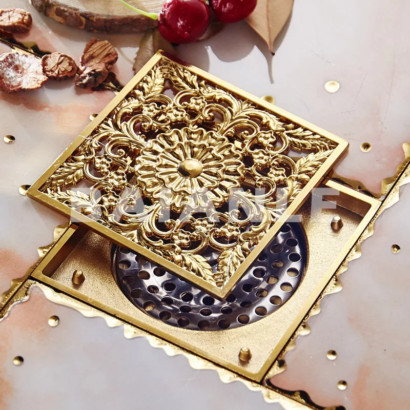 Бесплатная доставка медная дезодорирующая квадратная напольная сливная решетка