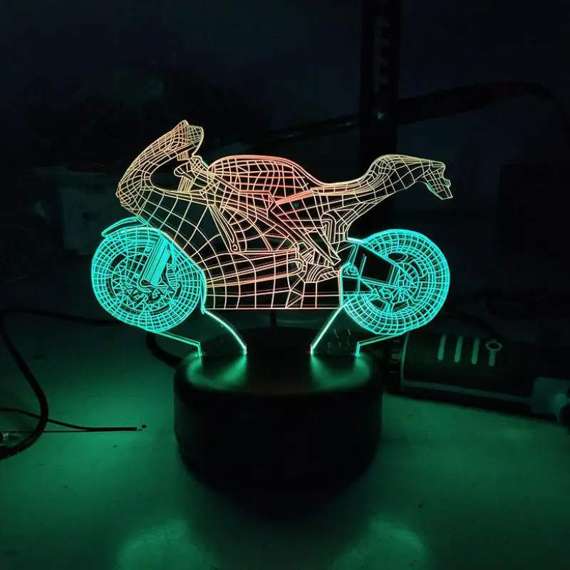 Мотоциклетная 3d визуальная настольная лампа для спальни креативсветильник