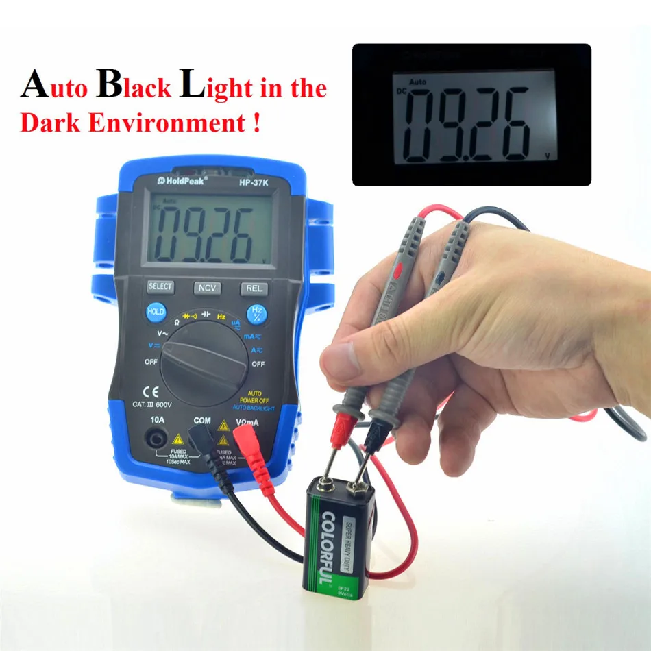 

HoldPeak HP-37K Auto Range Digital Multimeter Resistance Capacitance Frequency Testeur Electrique