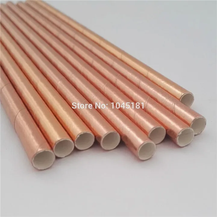 200pcs Rose Gold 200 шт металлическая Золотая фольга бумажные соломинки из серебряной фольги ed питьевой соломы вечерние любимые день рождения для свадьбы или «нулевого дня рождения» ярко-синий пурпурный - Цвет: 200pcs Rose Gold