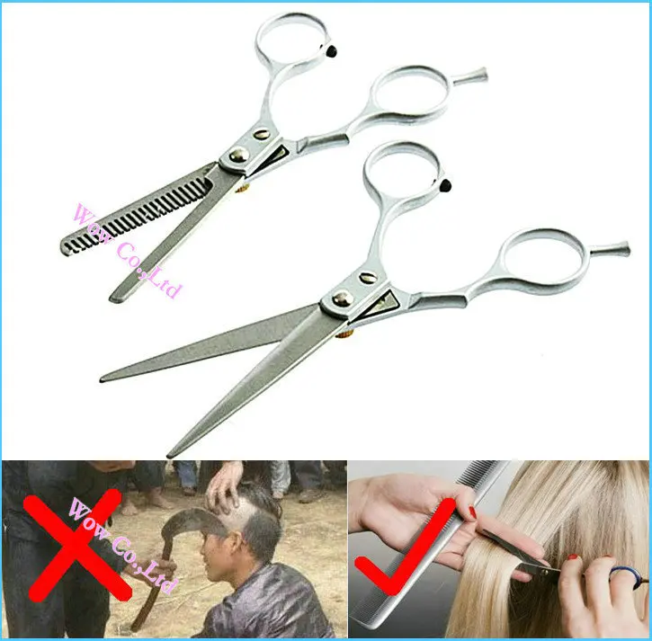 1set X Hairdressing Hair salon Cutting Thinning Shears Stainless steel Scissors Set Barber Tool Clipper Free shipping|scissor necklace|scissor