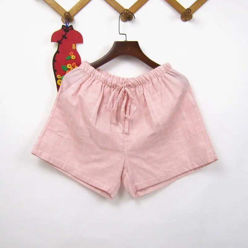 Various Summer Plaid Short Sleep Bottoms Women Men Sleepwear Pants Soft Home Shorts Couple Casual Pajamas Pants Beach Trousers