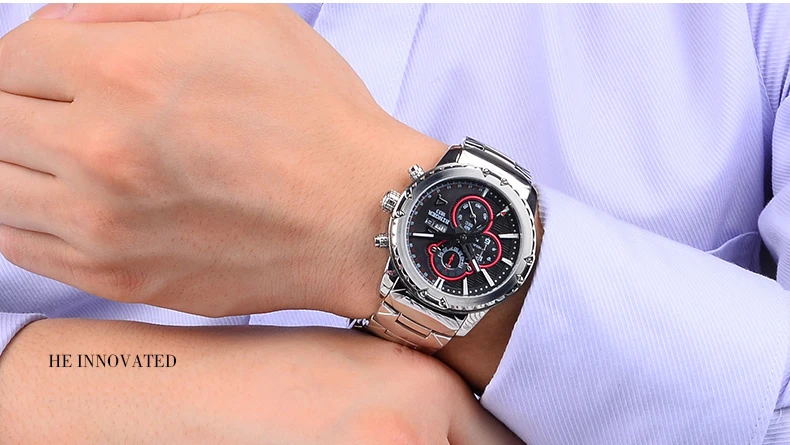 Хэллоуин часы хронограф 2016 Новинка кварцевые наручные Спорт кожаный ремешок