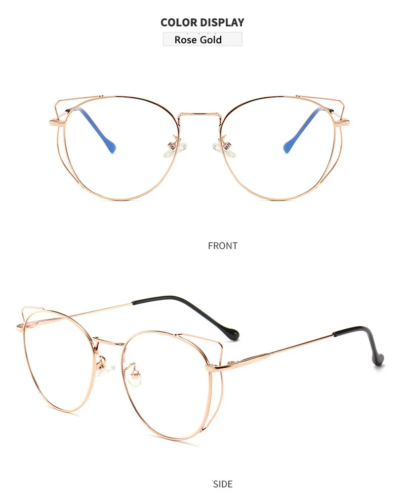 Zilead Anti Blue Light Cat Eyes Glasses Frame Metal Round Optical Spectacl For Women&Men Computer Eyeglasses Eyewear