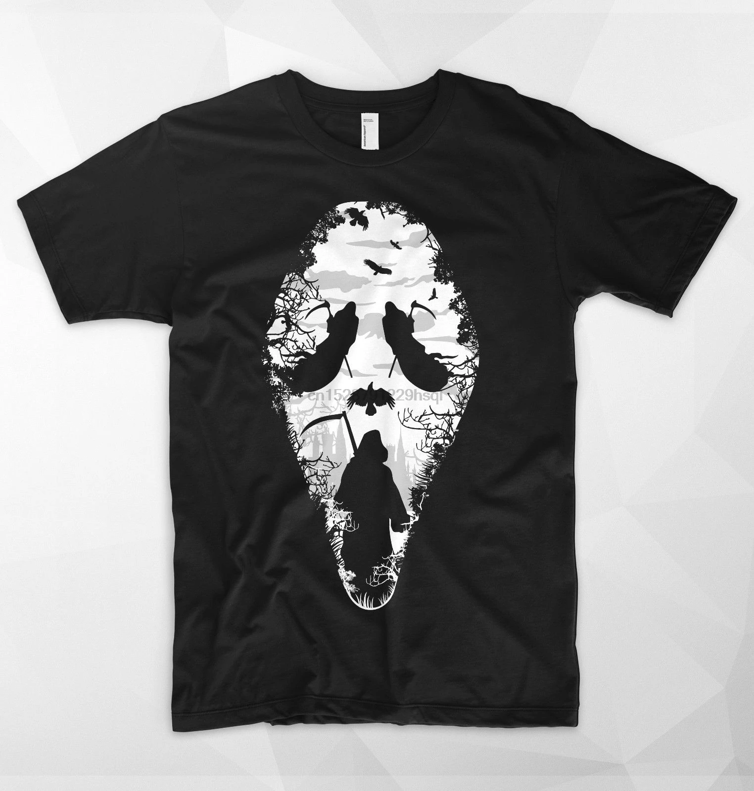 Крик лицо Футболка Топ Ghostface Killer Horror фильм Хеллоуин жнец зомби|Мужские футболки| |