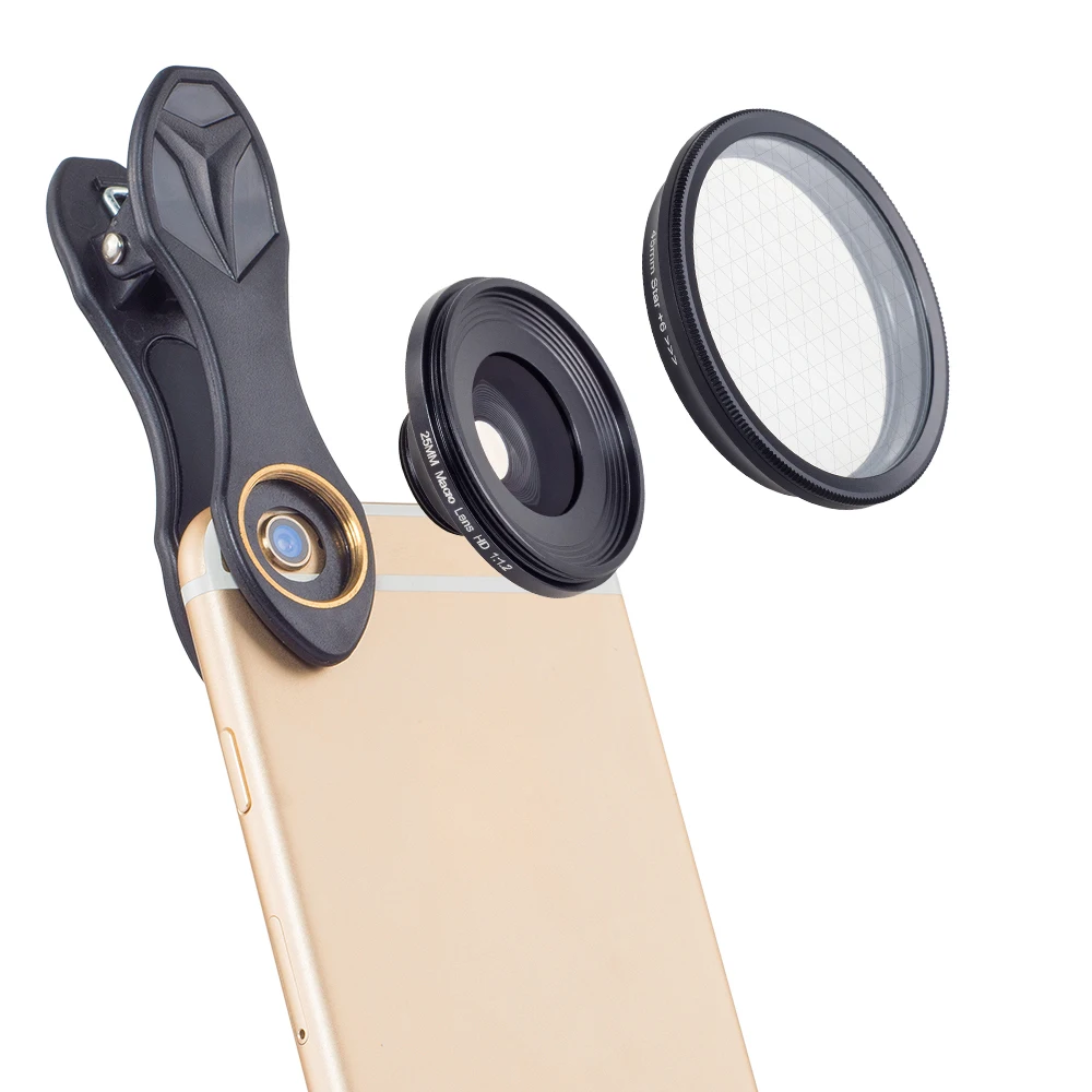 APEXEL 25 мм Супер Макро объектив с звездным фильтром фотография макро lentes Объективы