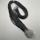Оптовая продажа 1,5 мм 60 см черный вощеный шнур с застежкой-лобстером ожерелье шнур модные ювелирные изделия подвеска шнуры 100 шт.лот Бесплатная доставка