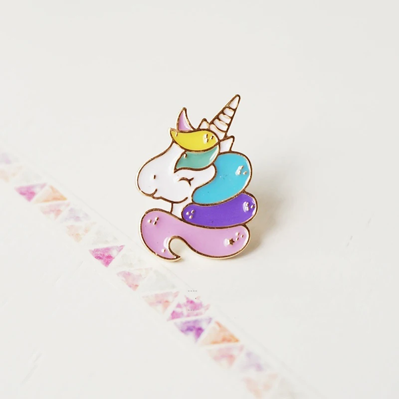 Эмалевые Броши с мультяшным единорогом милые Металлические Булавки модные