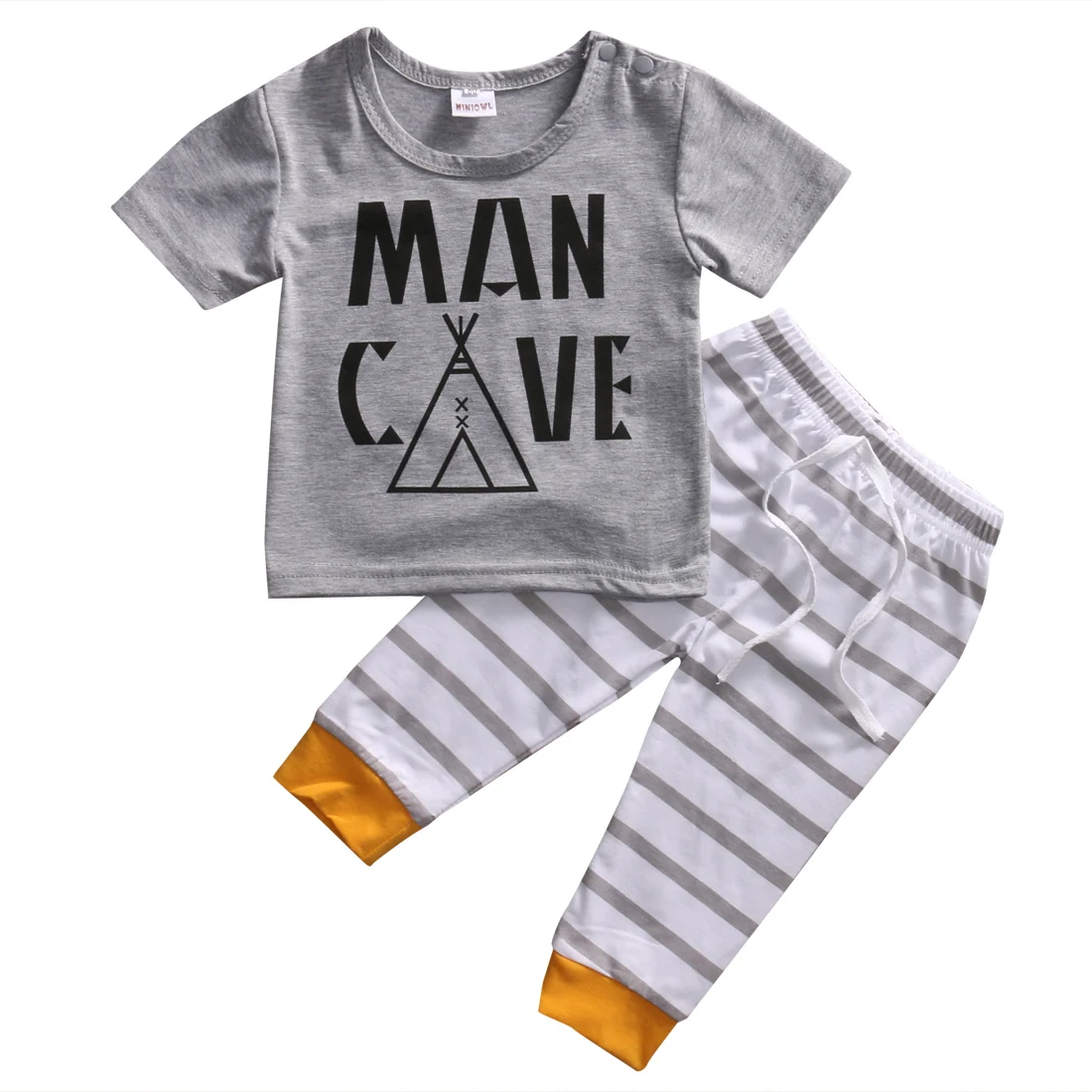 Cute Toddler Kids Baby Boy Clothes 2017 Summer T-shirt Tops+Long Striped Pants Outfits Set Tracksuit |