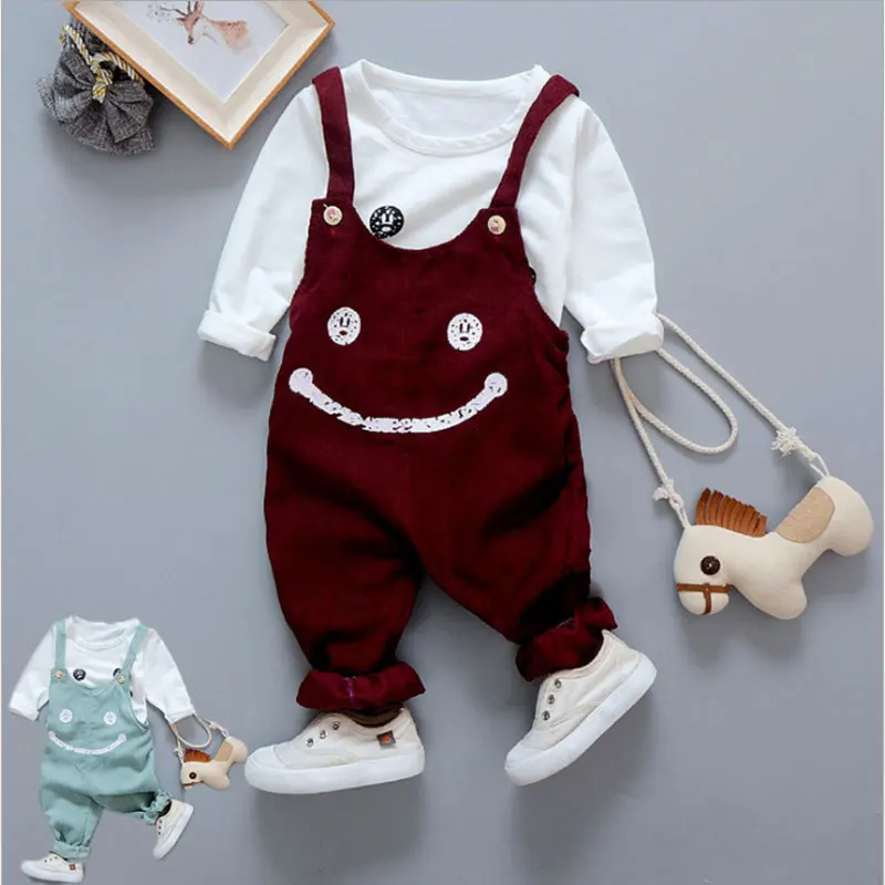 Комплект одежды для новорожденных девочек футболка с длинным рукавом и штаны