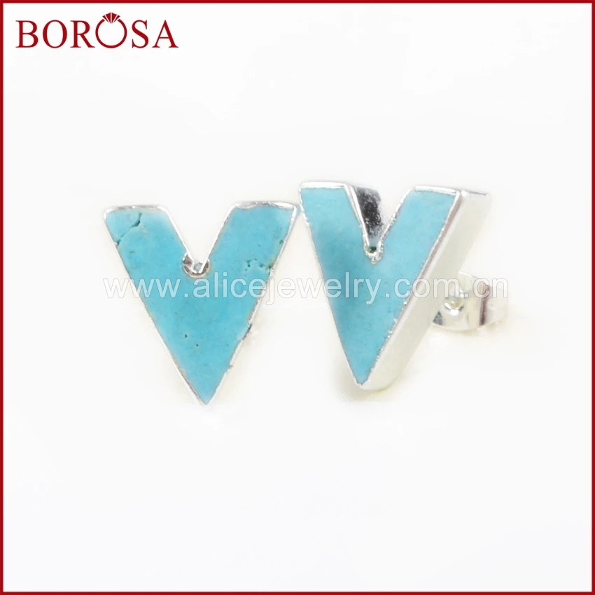 BOROSA распродажа 10 пар Высокое качество серебряные Цвет V Форма синий хаулит Синий