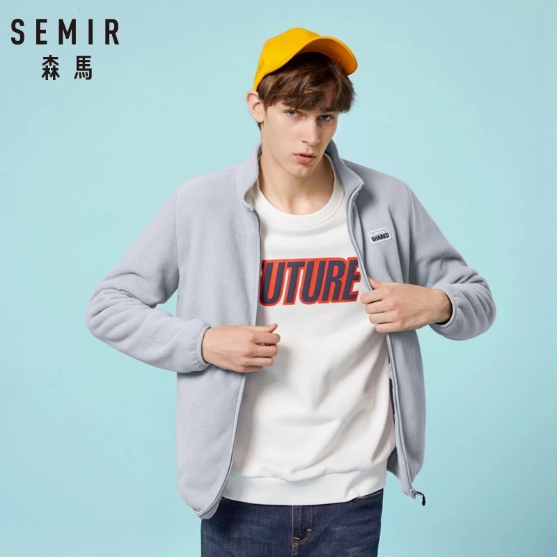 SEMIR мужская флисовая куртка с длинным рукавом на молнии мужская куртка с воротником-стойкой мужская повседневная куртка на молнии Зимняя верхняя одежда