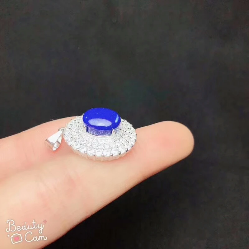 

KJJEAXCMY boutique jewels 925 pure silver inlaid lapis lazuli Pendant + Necklace + Ring + earrings set of ladies jewelry